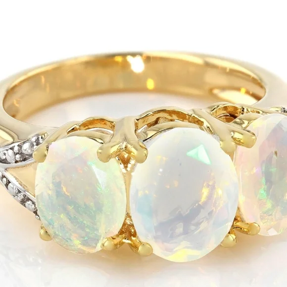 Multicolor Ethiopian Opal 18k Yellow Gold over Sterling Silver 💍 2.58ctw! - Picture 4 of 4